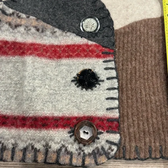 Baabaazuzu Vintage Wool Vest Womens Patchwork Sweater Lagenlook Boho S - Picture 5 of 8